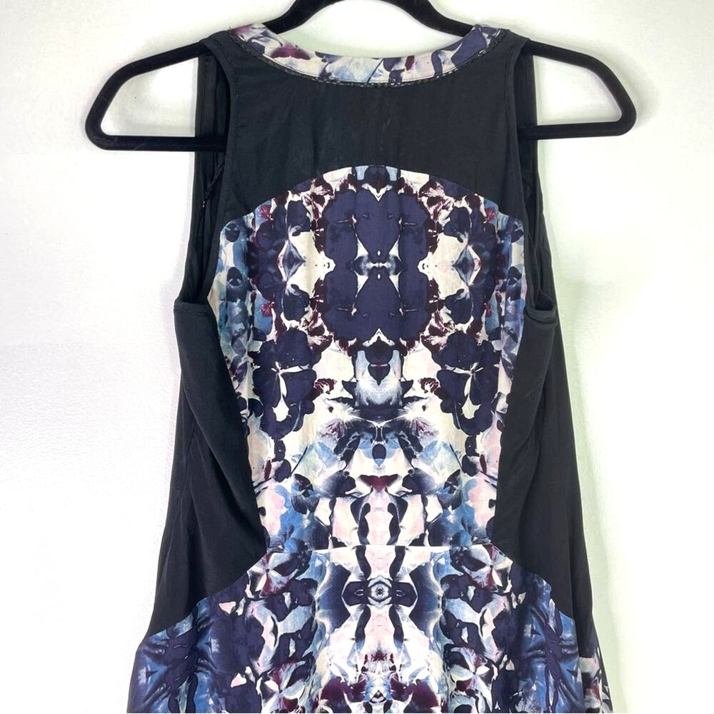 Rebecca Taylor 100% Silk Dress Abstract Print Blue Black Maroon 8 - Picture 5 of 10